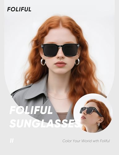 Sunglasses for Women Matte Black, Classic Retro Square Frame Womens Sunglasses, Trendy Sun Glasses UV Protection3