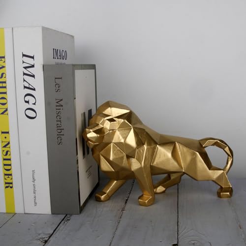 Escultura León Dorado Abstracta Geométrica para Decoración miniatura 7