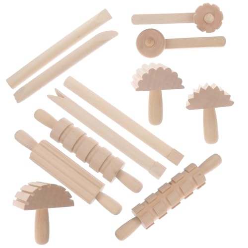 Garneck 12Pcs Wooden Clay Tools Set for Kids: Dough Rolling Modeling Accessories Pottery Sculpting Kit Modeling Accessories for Early Education Art Craft Activity Home School