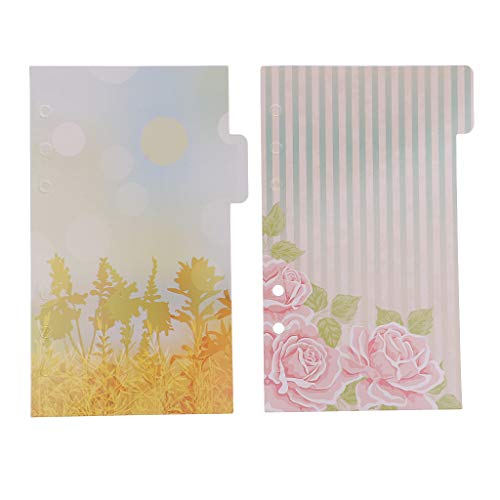 Bonarty Organizador de anotações floral de papel reforçado com abas - cores lisas