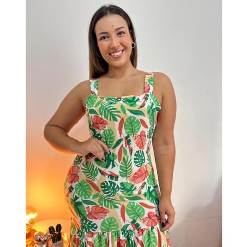 VESTIDO EM MALHA FRIA LIGANETE ESTAMPADA DE ALÇAS