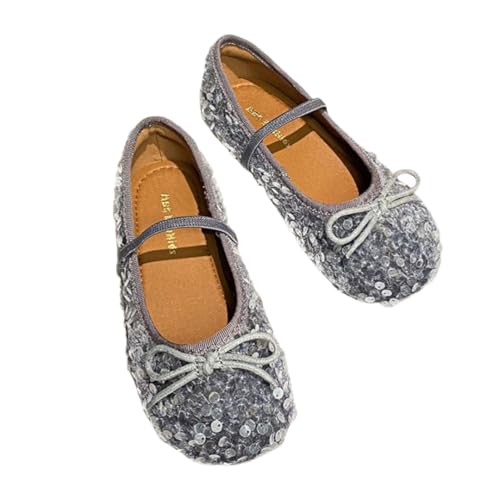 Girls Sparkly Sequin Mary Jane Dress Shoes Bowknot Princess Ballerina Flats for School Wedding Party (Toddler/Little Kid)