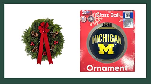 Michigan-Wolverines-Glass-Ball-Ornament--Limited-Edition-FOCO-Glass-Ball-Ornament--Represent-The-NCAA-and-Show-Your-Team-Spirit-with-Officially-Licensed-Wolverines-Football-Holiday-Fan-Decorations