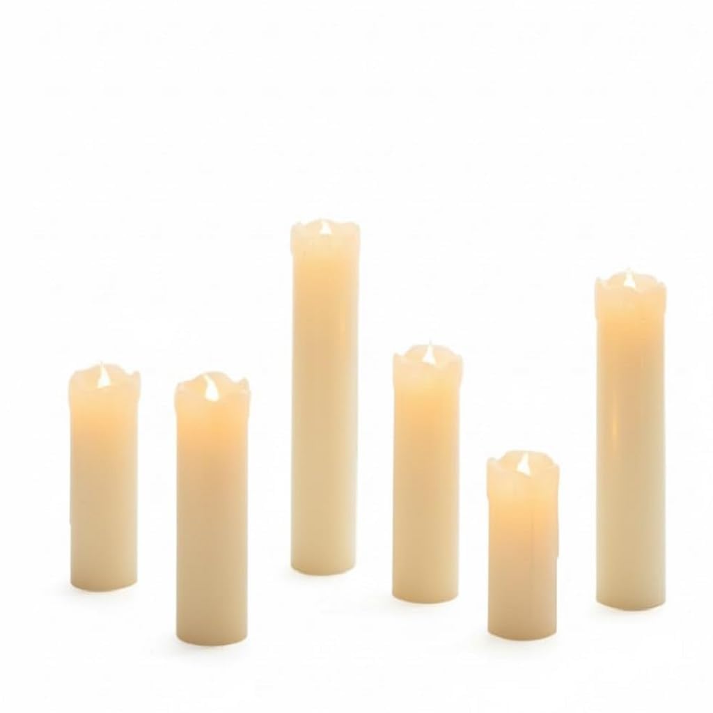 Marco Paul Interiors Ivory Marco Paul 6-Pack Led Battery Operated Flameless Flickering Flame Candles With Timer Real Wax Electric Fake Pillar Candle Warm White Christmas Table Decor Centrepiece