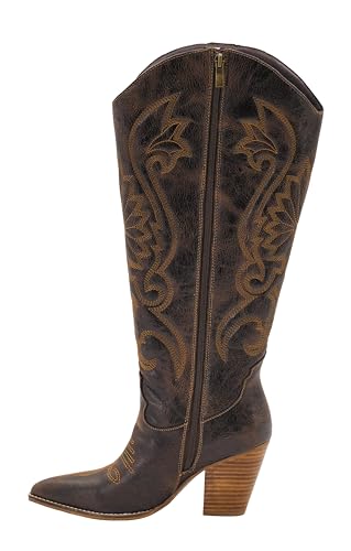 Corkys Footwear Hey Girl Womens Long Live Cowgirls 3.5-Inch Stacked Heel Western Boot, Featuring Cushioned Insoles For All Day Wear, Western Stitching, and A Full Inside Zip
