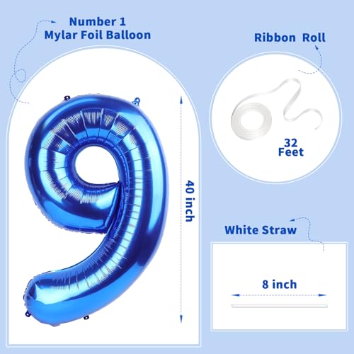 Image of Number Balloons Navy Blue Balloons - Giant Number 10 Balloon, 10 20 30 40 50 Numbers Balloon Birthday Decorations, Blue Party Supplies for Boy Men