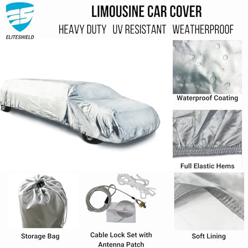 Image of EliteShield ShieldAll Limo Cover, Heavy Duty UV Resistant Weatherproof Limousine Car Cover for Mercedes-Maybach, Cadillac, Lincoln, Rolls-Royce, Bentley and More, Fits up to 28ft Long