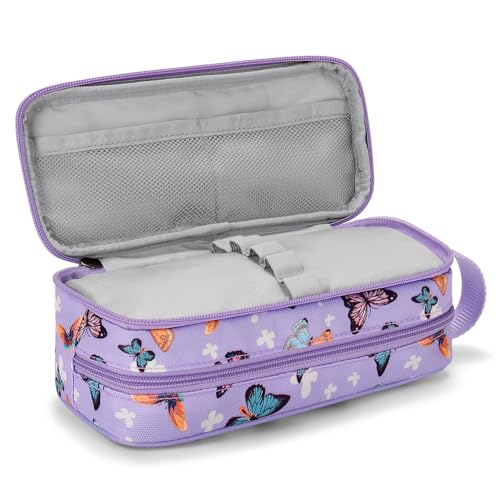 Image of Choco Mocha Girls Pencil Case for Kids, Soft Large Zipper Pencil Pouch for Kids with 2 Compartments Girls Pencil Case for School Rainbow Pencil Bag, Pink