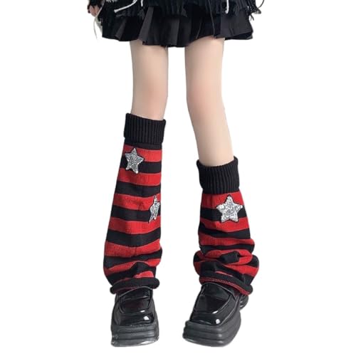 Y2k Knitted Leg Warmer for Women Cute JK Star Element Leg Socks Gothic Fashion Long Tube for Winter