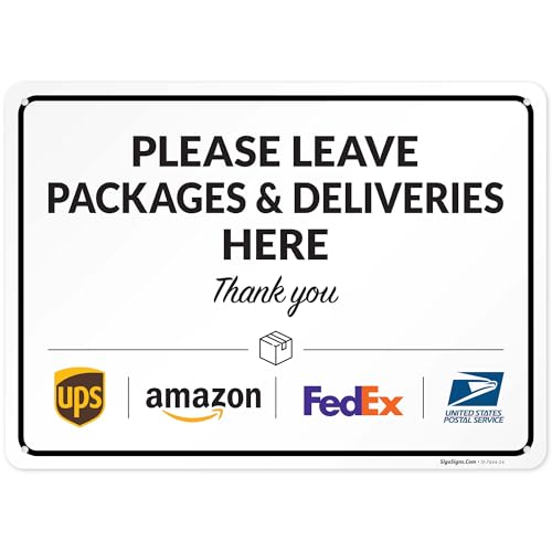 Image of Package Delivery Sign, 10x14 Inches, Rust-Free Aluminum, Fade-Resistant, Made in USA