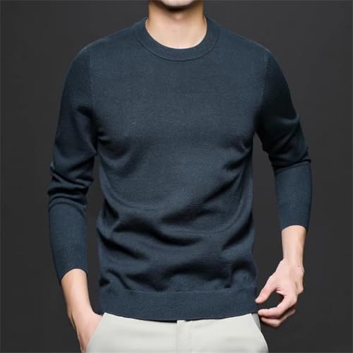 Men's Thick Wool Sweater Crew Neck Pullover Warm Casual Jumper Winter Middle-Aged and Youth Top2