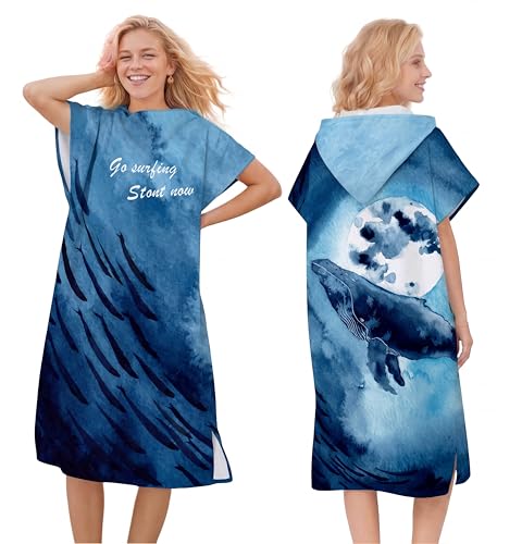 LOMTRATS Poncho de Surf de Secado rápido, Toalla Cambiante, Bata con Capucha para Adultos, niños o...