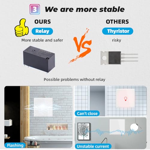 WiFi Smart Touch Switch Light Switch 2 Gang White, No Neutral+Have Neutral Dual Wiring Method Work with Alexa/Google Home APP Remote Control - Image 4