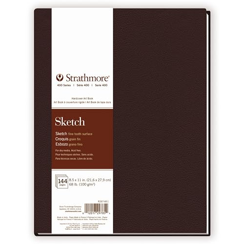 Image of Strathmore 400 Series Sketch Paper Art Book, Matte Brown Cover, Natural White, Hardbound, 72 Sheets, 8.5x11 inch
