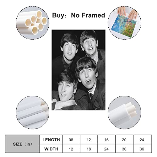 LORGL Poster décoratif sur toile The Beatles – Pour chambre à coucher – 40 x 60 cm - Les Beatles, Paul McCartney, John Lennon, RIngo Starr, George Harrison LORGL Poster décoratif sur toile The Beatles - Pour chambre à coucher - 40 x 60 cm – Image 3