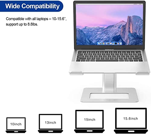 Besign Aluminum Laptop Stand, Ergonomic Adjustable Notebook Stand, Riser Holder Computer Stand Compatible With Air, Pro, Dell, Hp, Lenovo More 10-15.6" Laptops (Silver) #TOP2
