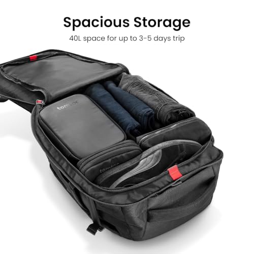 Image of tomtoc 28 /40L Travel Backpack, TSA Carry On /Personal Item Bag Flight Approved, Water-resistant Carry on Luggage, PFAS Free
