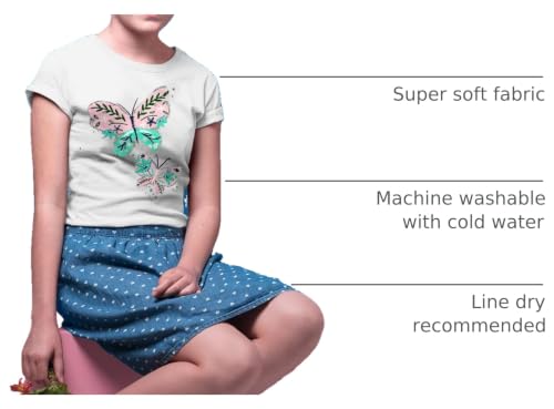 Image of MISS POPULAR Girls 4-Pack Super Soft Short Sleeve T-Shirts Rainbow Butterfly Glitter Print Cute Design| Sizes 7-16
