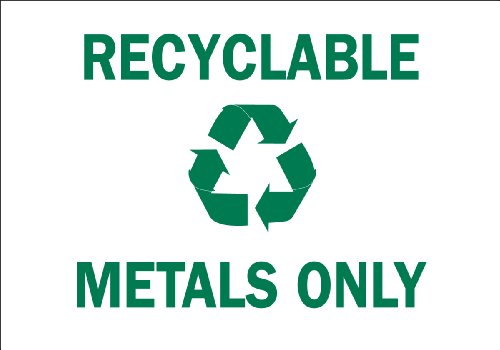 Panneau aluminium Recyclable Metals Only Brady avec picto résistant aux intempéries