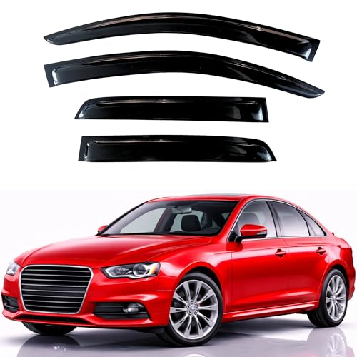 Image of KPY Rain Guards Fit for 2009-2016 Audi A4 Sedan, Out-Channel Window Visors Vent Wind Deflectors 4PC, Car Accessories for 09-16 Audi A4 (Sedan Only)