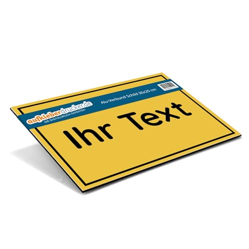Schild mit Wunschtext selber gestalten Alu-Schild für Privatgrundstück Privatparkplatz Baustelle etc. wetterfestes Alu-Verbund Hinweisschild (300 x 200 x 4 mm | Signalgelb)