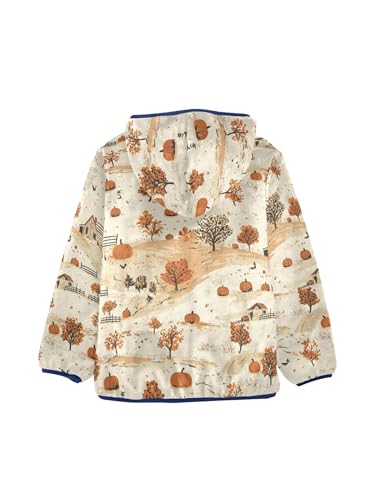 Fall Farmhouse Pumpkin Girls Fleece Jacket Girls Fall Jacket Boys Coats Zip Up Hoodie Children Outerwear 2-10T2