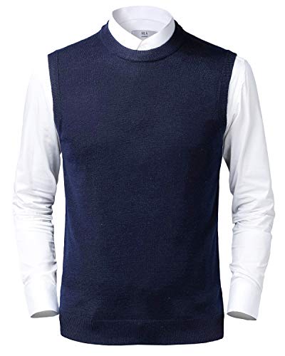 Mens Crew-Neck Knitted Sweater Vest Wool Blend Sleeveless Pullover Vest Slim Fit Sweater Vests2