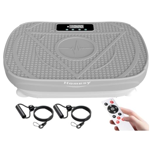 Homesy Vibration Platform Exercise Machine – Whole Body Workout, Fat-Burning & Lymphatic Support, Includes Remote and Resistance Bands, Shake Plate for Home Fitness and Fat Burning for Women Men, Grey