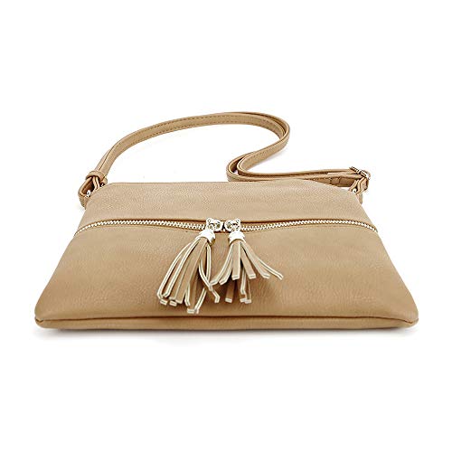 Image of SG SUGU Lightweight Medium Crossbody Bag Shoulder Bag with Tassel and Zipper Pocket