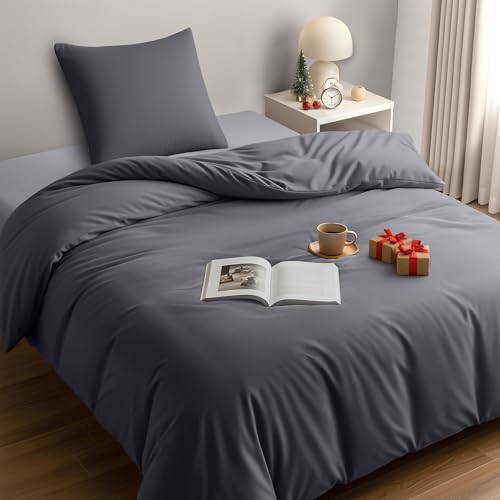 Utopia Bedding Bettwäsche Set - Mikrofaser Bettbezug 135x200 cm + 1 Kissenbezug 80x80 cm - Grau