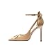 Qunvngutui Women's Pointed-Toe Bag-Toe Strappy V Buckle High-Heeled Shoes Sexy Stiletto Pumps Nude Patent Leather US8