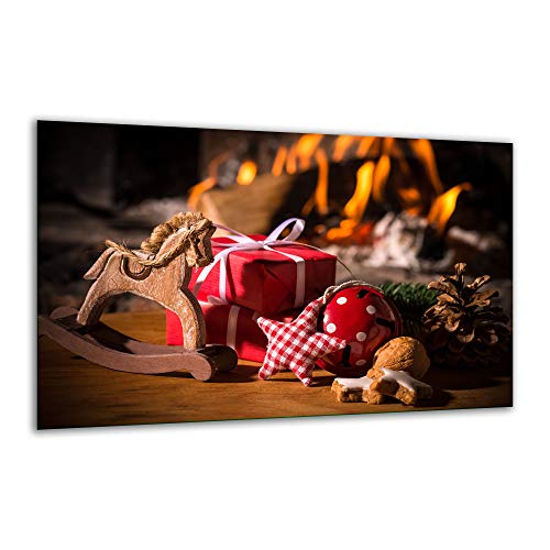 decorwelt Herdabdeckplatte Ceranfeld 80x52 Weihnachten Rot Kochplatten Glas Induktion Deko