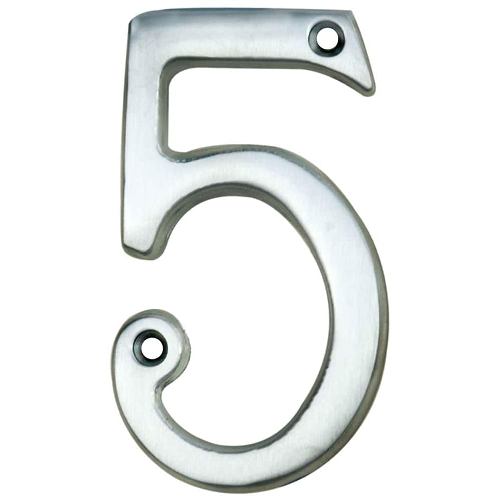Loops Satin Chrome Door Number 5 - 75mm Height
