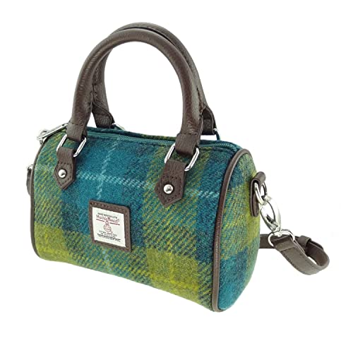 Glen Appin Harris Tweed 'Kilbride' Mini Bowling Tote Bag (Colour 114 Sea Blue/Green)