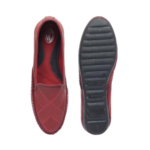 Image of Zoom Shoes Genuine Burnished Leather Brogue Bellies for Women and Girls ZVTR-01 | Ideal for Casual Events, Parties, and Ethnic Looks | Memory Cushioned Insole with Anti-Slip Sole
