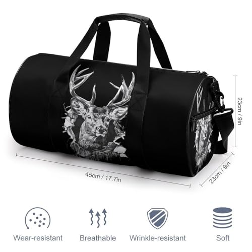Deer Artwork Wall Travel Duffel Bag Gym Bags Sports Tote Shoulder Weekender Handbag for Men Women2