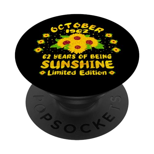 62 Cumpleaños Amantes del girasol de 62 años Nacidos en octubre 1962 PopSockets PopGrip Intercambiable