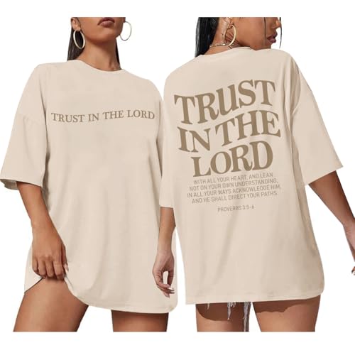 Tuislay Christian Shirts for Women Trust in The Lord Oversized Tshirts Jesus Graphic Tees Faith Religious Bible Verse Tops