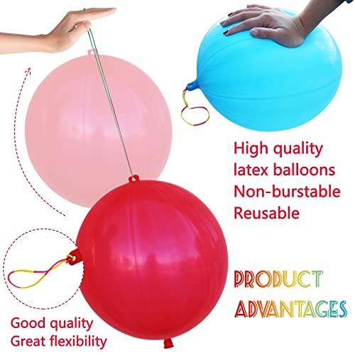 Leezzizz LEEZZIZZ-B002 30Pcs Punch Balloons, Thickened Neon Punching Balloon Heavy Duty With Rubber Band Handle Birthday Party Favors For Kids Weddings Goodie Bag Supply thumb #1