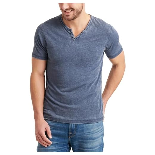 Camiseta masculina casual Henley clássica com botão de algodão e manga curta para o verão, básica, lisa, leve, Azul, XGG