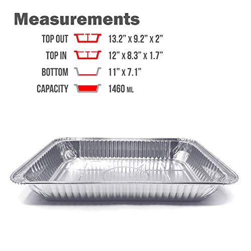 Fig & Leaf (30 Pack) Drip Pans Compatible with Weber Grills 6416 Pans - 13" x 9" x 2" l Heavy-Duty Aluminum Foil l Holds Meat, Dishes, Indirect Grill Cooking l Perfect for Smoker BBQ - Thumbnail 7