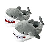 [LOL-FUN] サメぬいぐるみスリッパ室内寝室大人のカップルユニセックスのための暖かい面白いカ, グレー