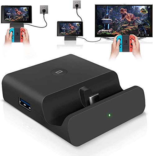 VABOO Switch Dock, Base de Carga para Nintendo Switch & Switch Lite Portátil TV Dock con Soporte de Carga USB C PD, USB 3.0 y Puerto HDMI, Soporta Samsung Dex Mode/Huawei PC Mode