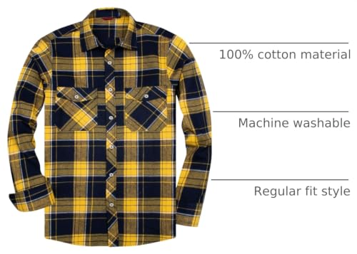 Image of Alimens & Gentle Men's Button Down Regular Fit Long Sleeve Plaid Flannel Casual Shirts