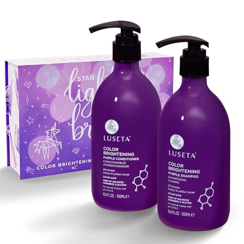 Luseta Purple Shampoo and Conditioner Set for Blonde Hair - Eliminates Brassiness & Tones Gray, Bleached Hair - Neutralizes Yellow Tones, Enhances Cool Shades, Sulfate Free - 16.9 Fl Oz Each