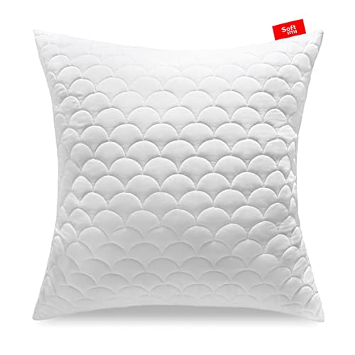 Softimi Gestepptes Premium Kissen 80x80 cm Antiallergisch - Anti-Milben - Geruchlos sofort verwendbar - Mit Härteeinstellung (80x80 cm)
