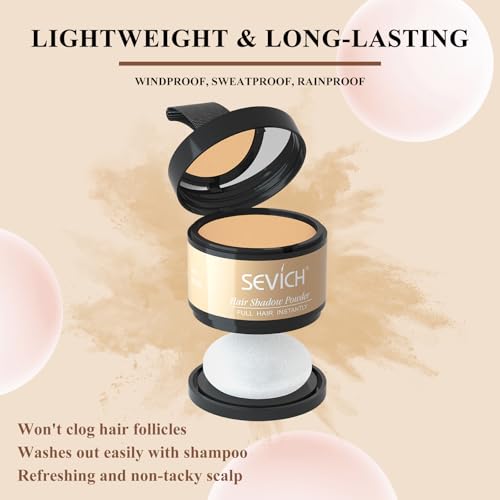 Image of Instantly SEVICH Hairline Powder - Quick Cover Grey Hair Concealer for Thinning Hairlines, Eyebrows & Beards, Windproof & Sweatproof, Med Blonde
