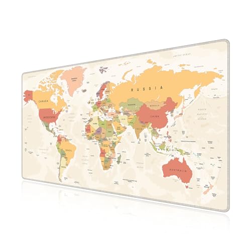 Tapis de souris XXL carte du monde lavable pour stabiliser votre clavier de bureau
