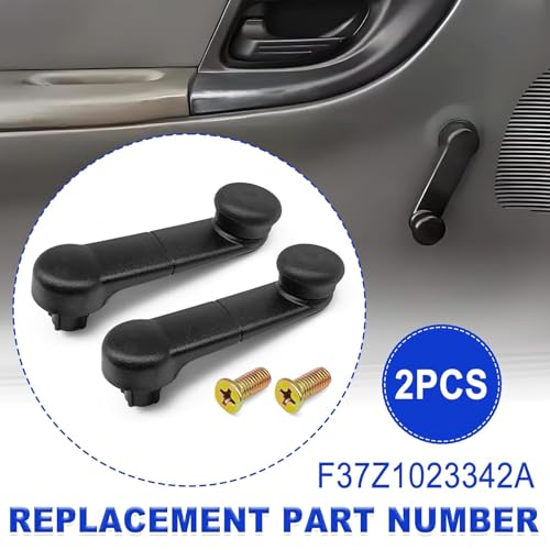 Image of Ford Window Crank Handle Set Front Rear Left Right OEM Style Metal Body Plastic Cover E6DZ5423342A F7UZ1523342AAA Fits 1987-2023 Mustang Bronco F150 F250 F350 Super Duty Econoline Ranger