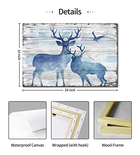 Deer Wall Art Picture Canvas Vintage Style Posters Print Modern Bathroom Decor Artwork Framed For Living Room Bedroom Wall Painting Home Decor, 16X24 Inches #TOP6